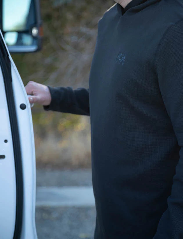 Base Camp Waffle Knit Hooded Tee | Black