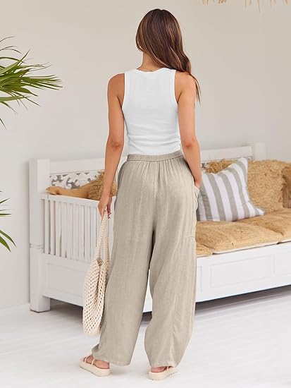 Women's Linen Wide Leg Harem Pants