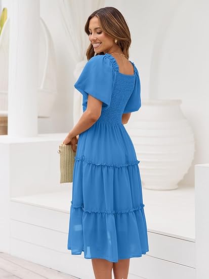Women's summer ruffle sleeve dress