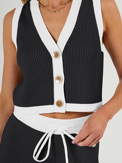 Women's summer vest two-piece knitted suit