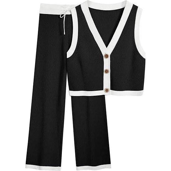 Women's summer vest two-piece knitted suit
