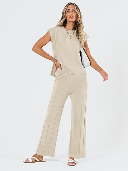 Women's two-piece summer knitted sportswear suit