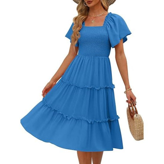 Women's summer ruffle sleeve dress