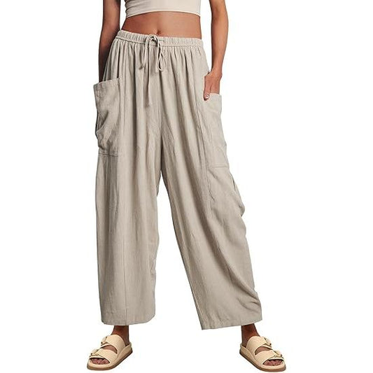 Women's Linen Wide Leg Harem Pants