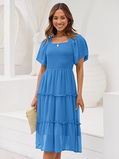 Women's summer ruffle sleeve dress