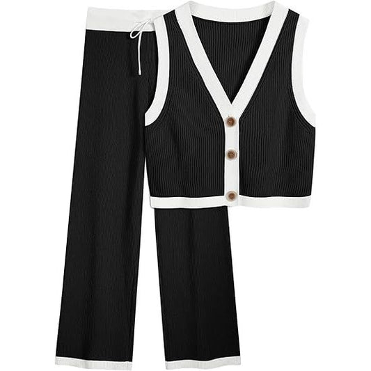 Women's summer vest two-piece knitted suit